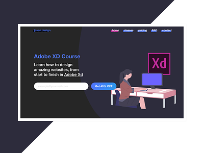 Landing page for a design course adobe xd illustration landing page marketing modern ui ui design uiux design ux design web design
