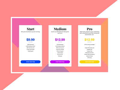 Pricing Section Web Design | Colorful | Shapes