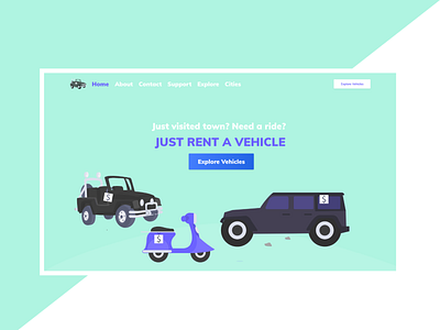Landing Page For Rent a Car | Flat | Simple
