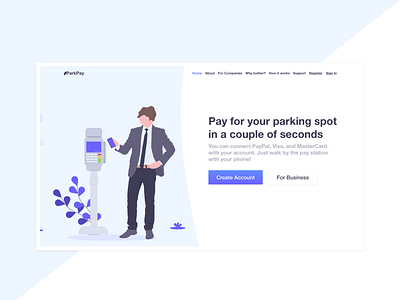 Landing Page for Parking Payment App - Light Design