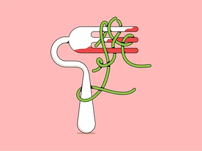 F for Fork 36daysoftype alphabet design challenge food fork forky illustration letter design letter f noodle pasta spaghetti type design