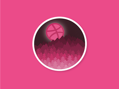 On The Horizon dribbble forest gradient graphic hills illustration landscape moon mountains sticker texture trees