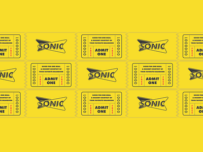 ADMIT ONE birthday design drive through fast food red sonic ticket yellow