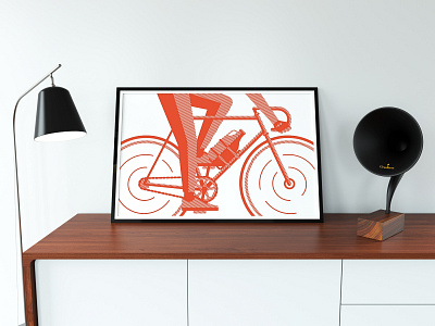 Get it While it's Still Hoppin' beer bicycle bike brewing cyclist design growler line work orange poster screen print