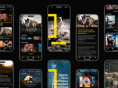 National Geographic - mobile app app brand identity branding corporate identity design logo mobile mobile app national geographic product design travel ui ux vector
