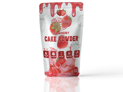 Strawberry Pouch Label Design / Product label design attractive pouch branding cbd colorful pouch design cosmetics product pouch food packaging food pouch fruit fruit label fruit pouch label design minimalist pouch design mylar bag pouch pouch label design premium pouch product label product label design turmeric pouch