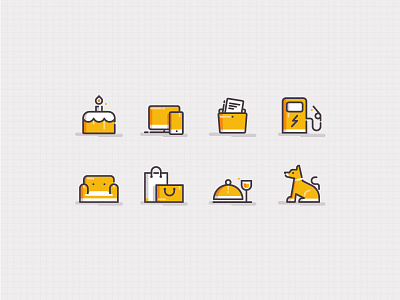 Service Categories Icons categories icon icon set illustration lines service yellow