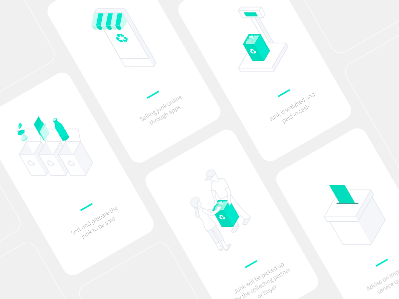 Junk Platform Onboarding icon isometric illustration uidesign ui app onboarding trash green walktorugh junk