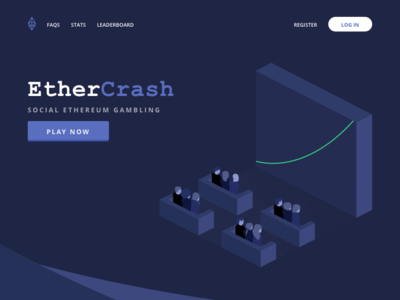 EtherCrash ethereum gambling illustration landing page