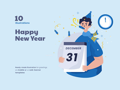 Preparing for the New Year 2022 calendar date design flat greeting illustration new year vector