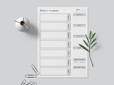 Weekly Planner Page branding canva canva template design editable elegant graphic design minimal modern planner planner page simple start up typography weekly planner