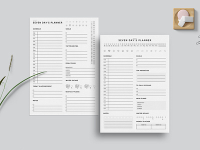 Seven Day's Planner/ Weekly Planner branding canva canva planner editable elegant graphic design minimal modern planner seven days planner simple start up typography weekly planner