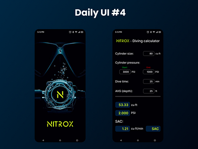 Daily UI #4 Diving calculator app dailyui design figma graphic design interface page screen ui ux web