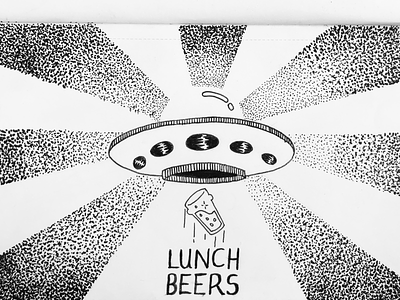 Lunch beers got me like 🤪 beer design lettering paper pen sketch typography ufo