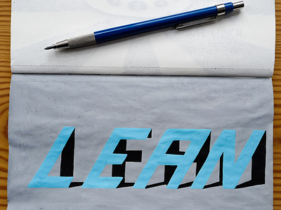 3D letter lean test. 3d drawing lettering shadow sketch typography