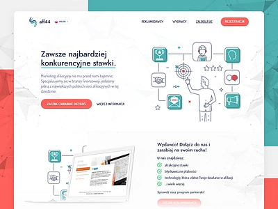 Affiliate Marketing Network Landing Page affiliate affiliate marketing affiliates company design flat green red rounded ui vector