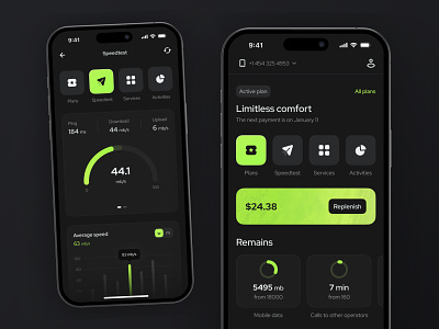 Internet provider mobile app colors design internet mobile mobile data mockup provider service speed test ui ux wifi