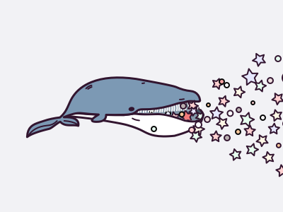 Whale & star ainimal cute illustration sketch star whale