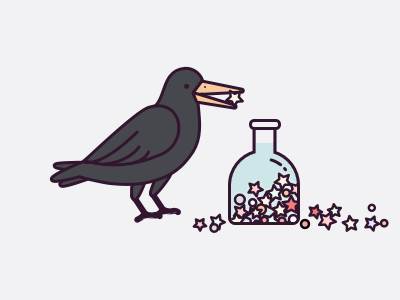 thirsty crow crow cute fable illustration sketch star