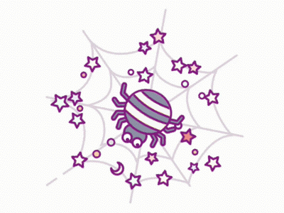 A spider and its star web animate cute illustration principle sketch spider star