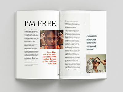 I am free book editorial magazine presentation print