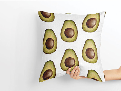 Avocado Pillow avocado freehand paint pillow print textile watercolor watercolour