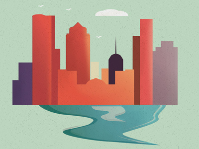 City landscape boston building city color illustration landmark landscape simple skyline sua