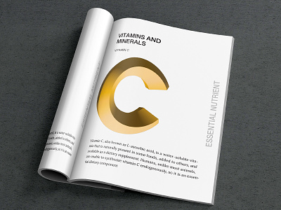 Letter C, vitamin C c layout letter lettering magazine print text typography vector