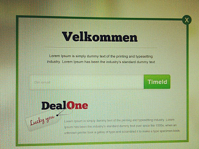 Deal One marketing newsletter sign in ui welcome