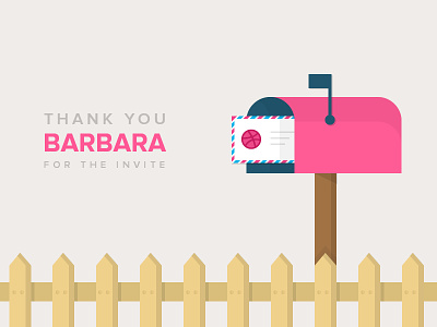 Thank you Barbara debut shot dribbble invite invitation mailbox thank you