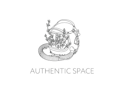 Authentic space - interior shop illustration logo