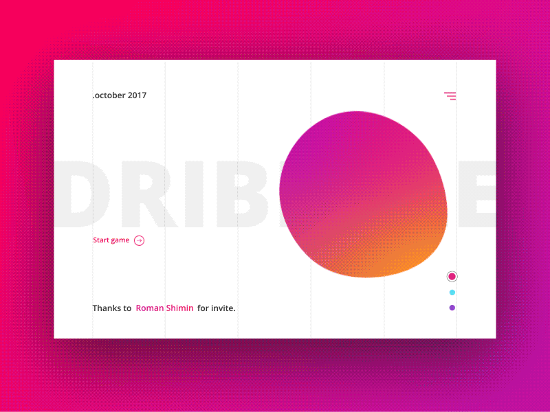 Hello, Dribbble! ae animation circle design first gradient gradient color hello hello dribbble like liquid start tipography trend trends ui ui ux ui ux design ui animation web