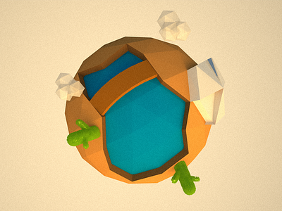 Desert 3d c4d cloud desert earth lowpoly