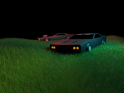 Night mode 3d c4d cars game grass