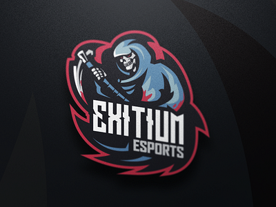 Exitium Esports badge dead emblem esports ghost logo scary skeleton skull sports team thrill