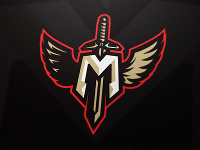 The M badge emblem esports knight logo medieval myhtical paladin sports team warrior