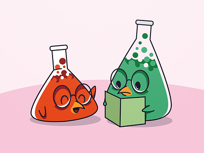 Mr Yipi meet his partner bird book character chicken cute debut laboratorium logo mascot sweet