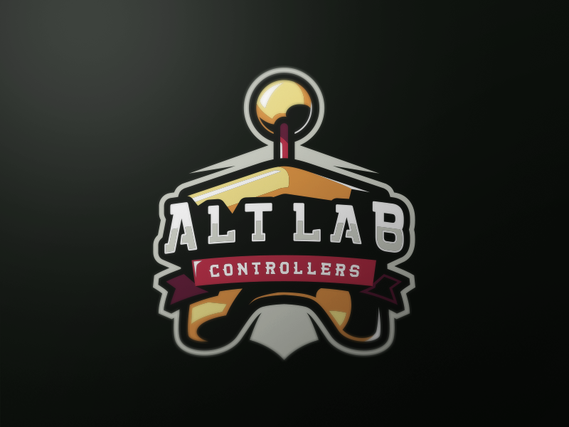 Alt Lab Controllers joystick controller games gaming school old mascot badge logo team sports esports