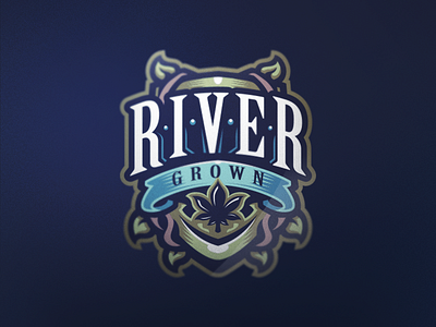 River Grown ale beer brew cannabis craft emblem logo pub retro taps vineyard vintage