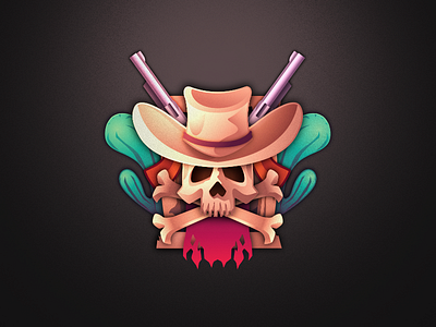 [ SELL ] Skulls With His Cowboy Hat alerts badge cowboy emblem esports games graphics logo pirates