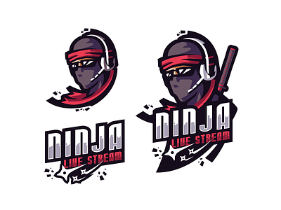 [ SELL ] Ninja Live Stream esports fortnite games gaming kunai logo ninja samurai shinobi shuriken sports team