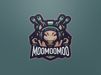 Moomoomoo badge bull cow design emblem esports game games gaming graphics gun illustration logo mascot punk sports steampunk team