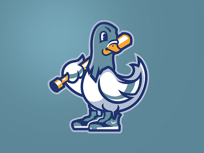 [ SOLD ] Pigeon's Baseball Mascot Logo badge baseball emblem esports football games gaming graphics illustration logo mascot nfl sports team