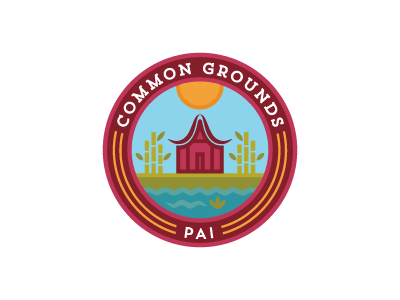 Common Grounds Pai badge branding hostel identity illustration logo minimal pai thai thailand vector