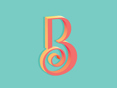 "B" Drop Cap 3d drop cap gradients illustration lettering type vector vibrant