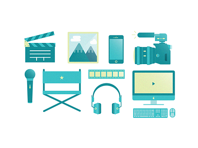 Video + Tech Icons camera clapper digital dslr headphones iconography icons microphone minimal tech technology