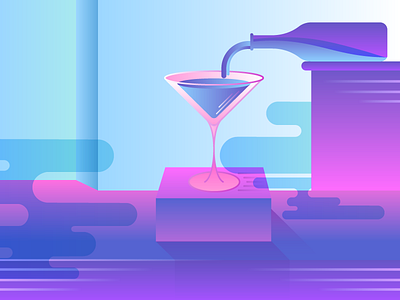 Friday cocktail drink friday gradient happy hour illustration minimal neon