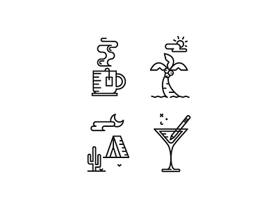 Personal Icons business card cocktail desert icon icon set illustration letterpress minimal palm tree pencil stroke tea