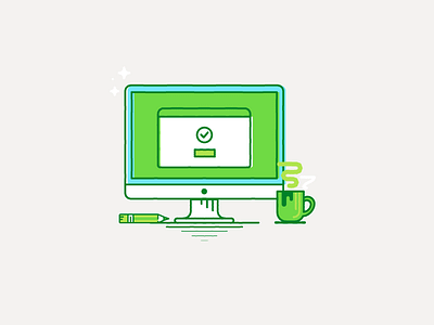 Good Morning browser coffee computer illustration mac minimal morning outline pencil vector