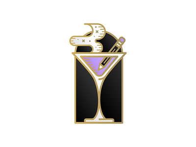 Night Cap creative juices drink enamel pin icon illustration martini midnight oil minimal pencil
